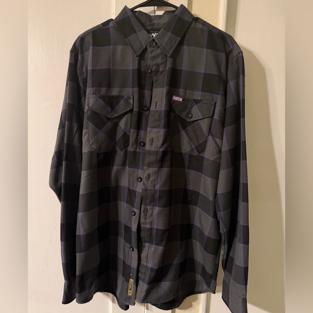 Men’s DIXXON THE GIFT Black and Purple Plaid Men's Flannel